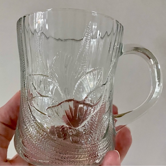 Arcoroc France Vintage Canterbury Crocus Clear Glass Cups Coffee Mugs 1960’s - Picture 6 of 10